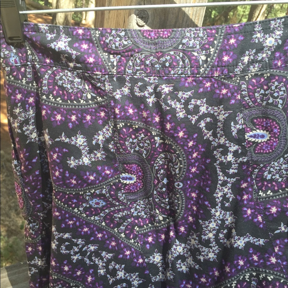 Charter Club A line cotton paisley purple print, free shipping,midi skirt HP24 - Picture 7 of 15